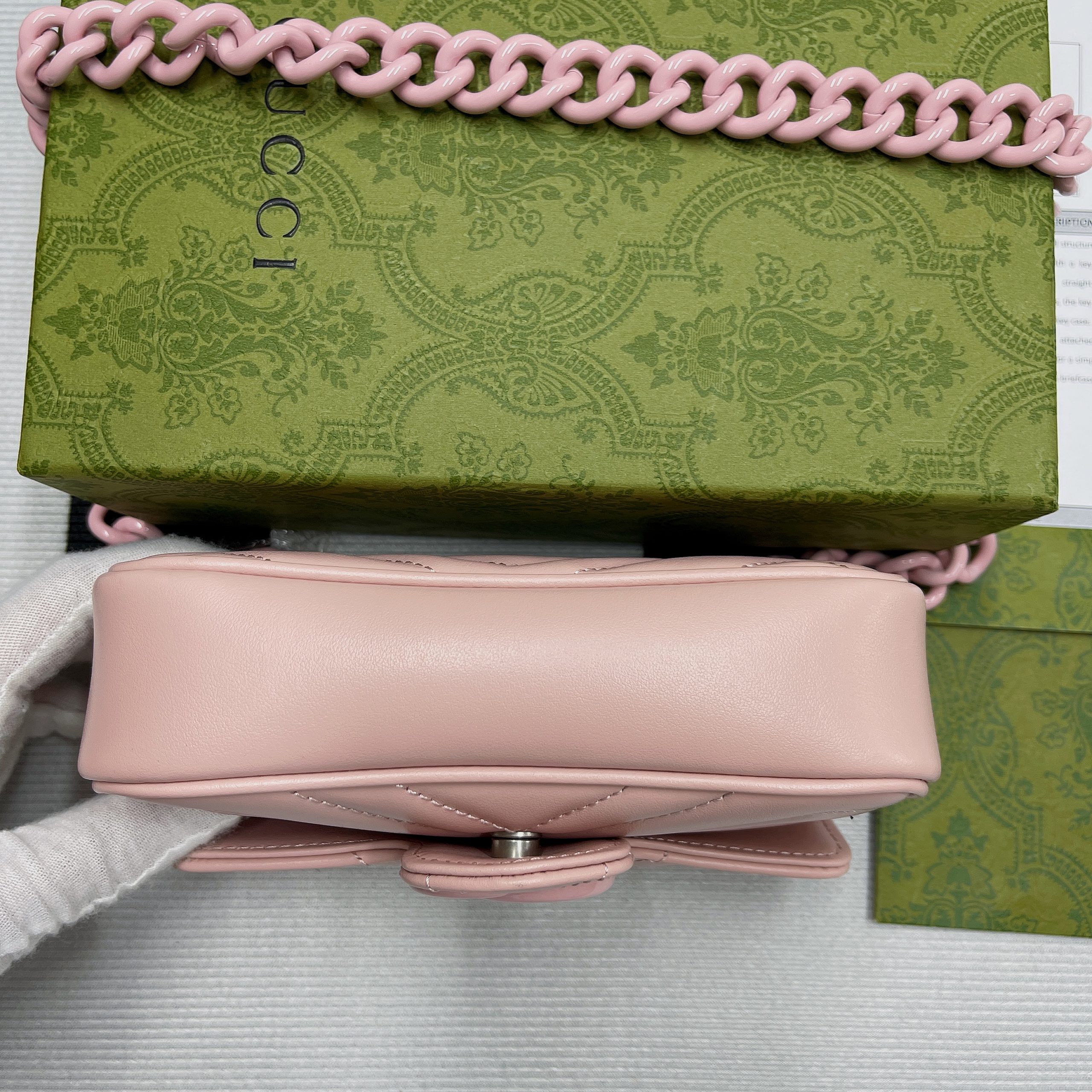 1:1 Replica Gucci Marmont Super Mini Bag Pink For Women, Women's Bags 6.2in/17cm GG - Image 7