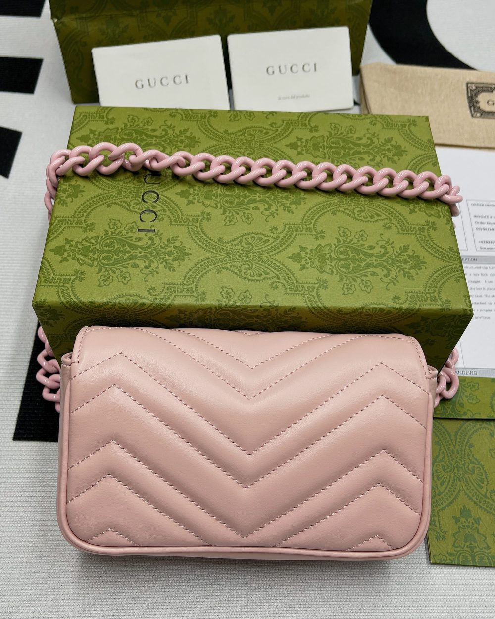 1:1 Replica Gucci Marmont Super Mini Bag Pink For Women, Women's Bags 6.2in/17cm GG