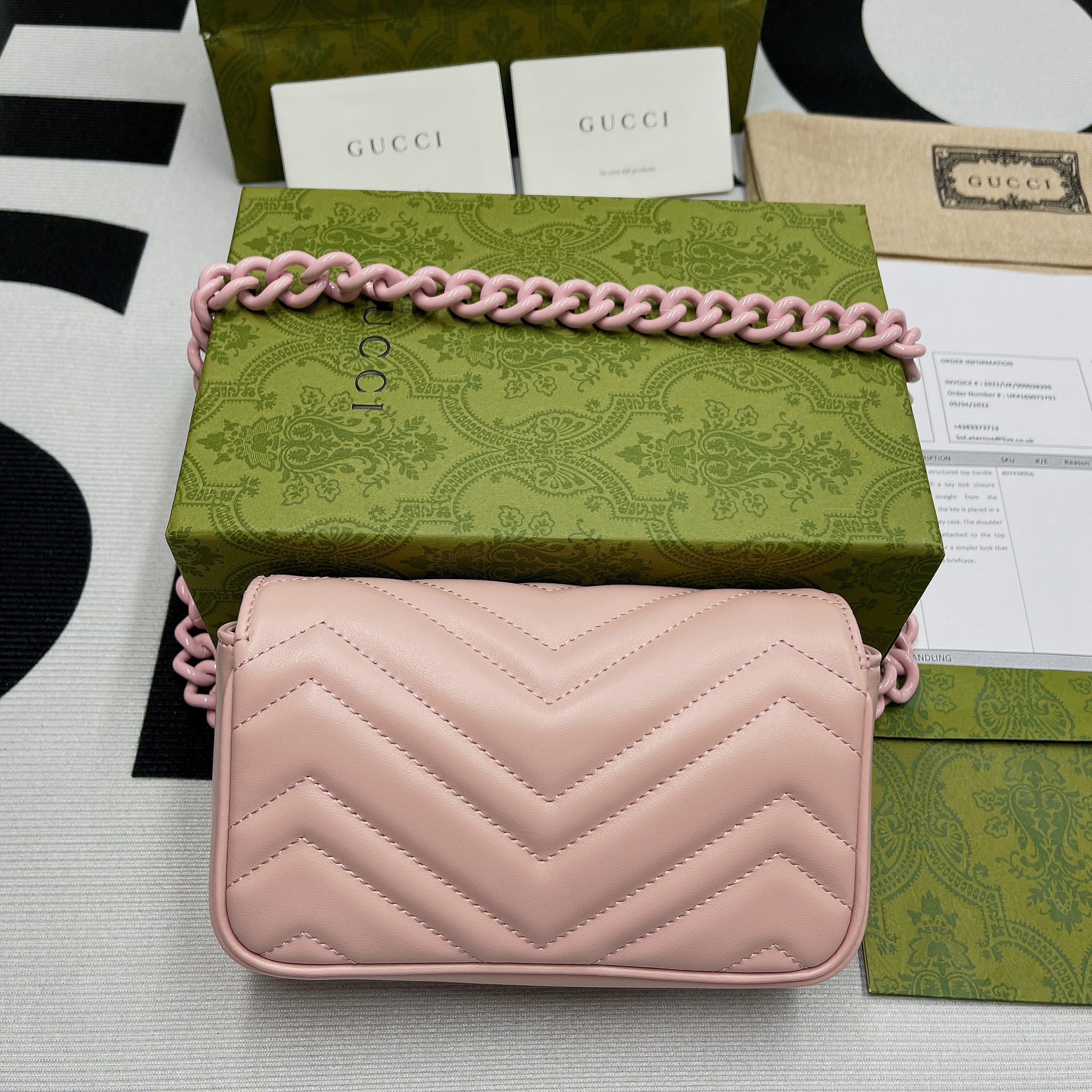 1:1 Replica Gucci Marmont Super Mini Bag Pink For Women, Women's Bags 6.2in/17cm GG - Image 11