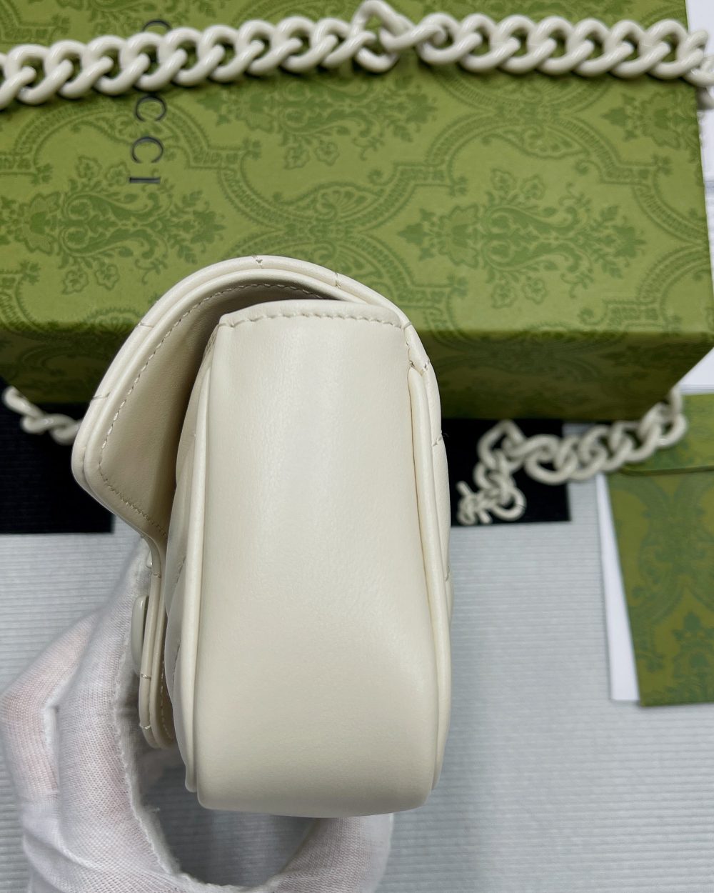 1:1 Replica Gucci Marmont Super Mini Bag White For Women, Women's Bags 6.2in/17cm GG