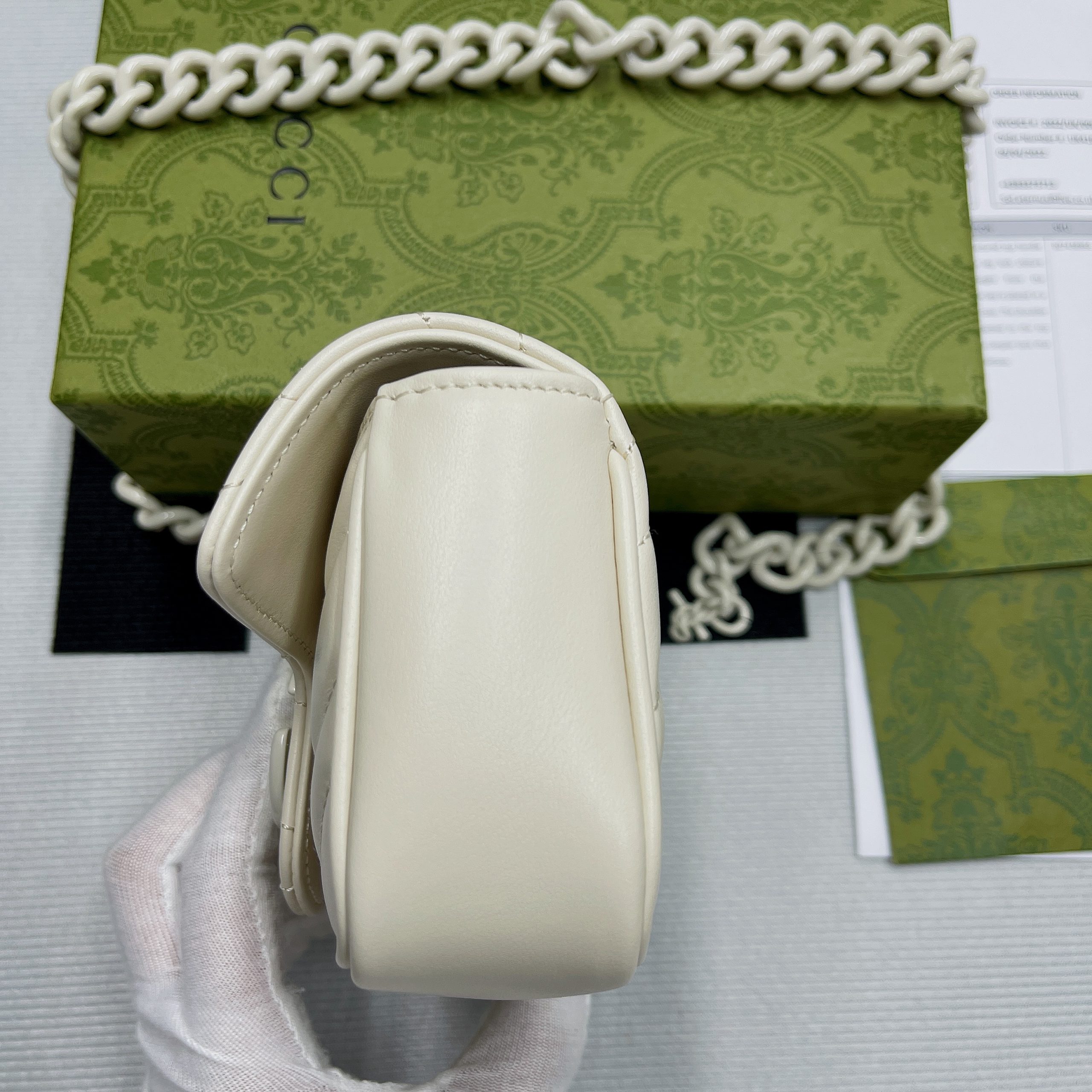 1:1 Replica Gucci Marmont Super Mini Bag White For Women, Women's Bags 6.2in/17cm GG - Image 7
