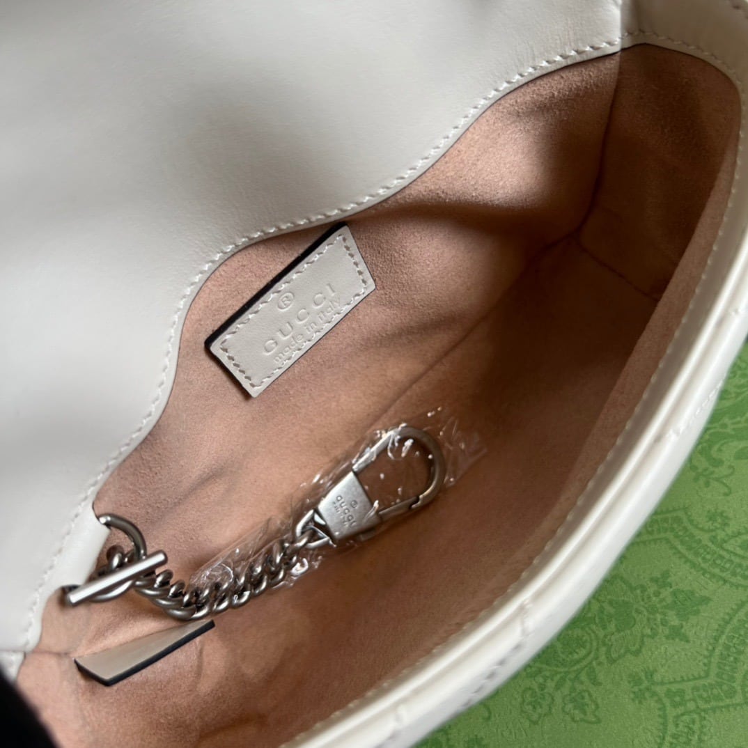 1:1 Replica Gucci Marmont Super Mini Bag White For Women, Women's Bags 6.2in/17cm GG - Image 5