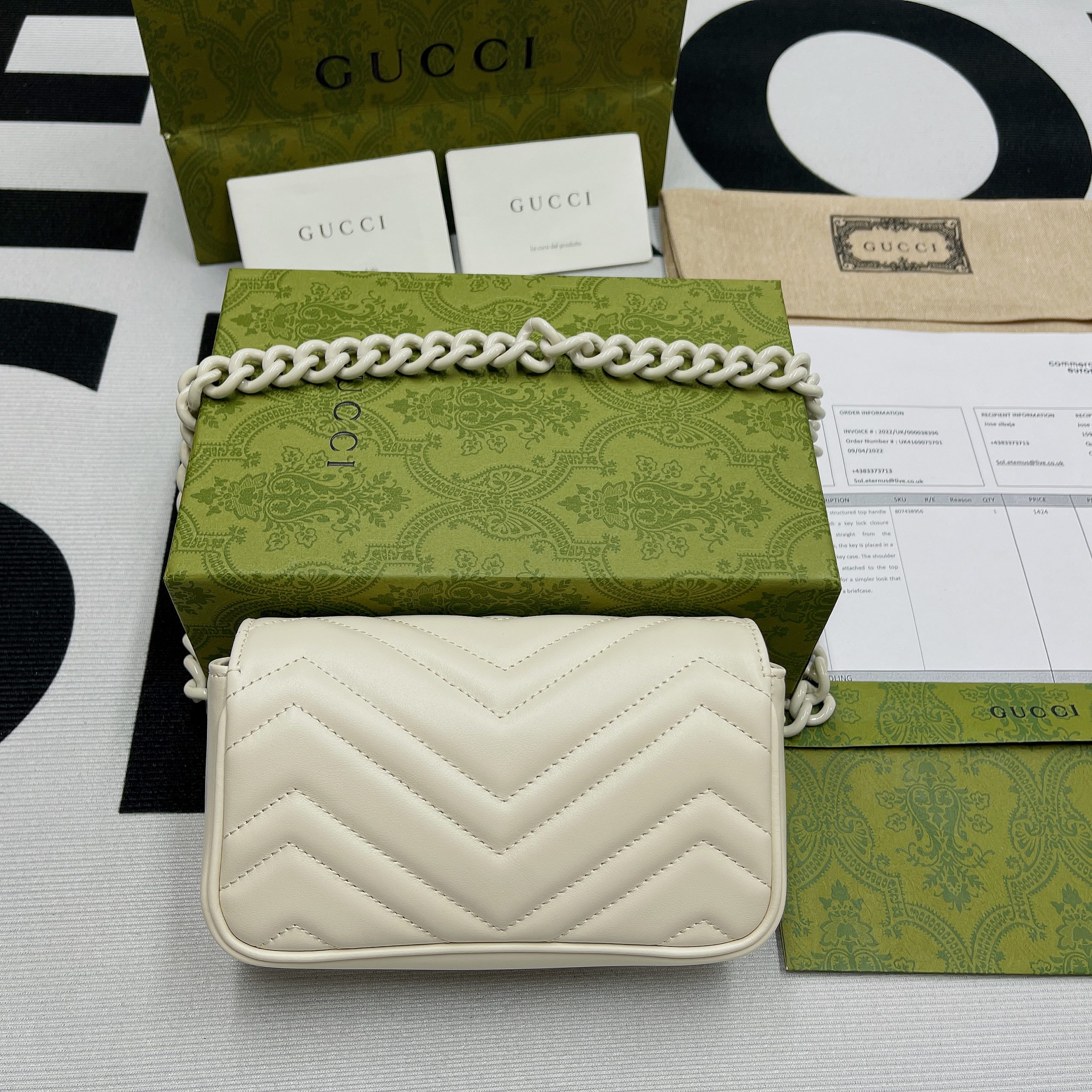 1:1 Replica Gucci Marmont Super Mini Bag White For Women, Women's Bags 6.2in/17cm GG - Image 8