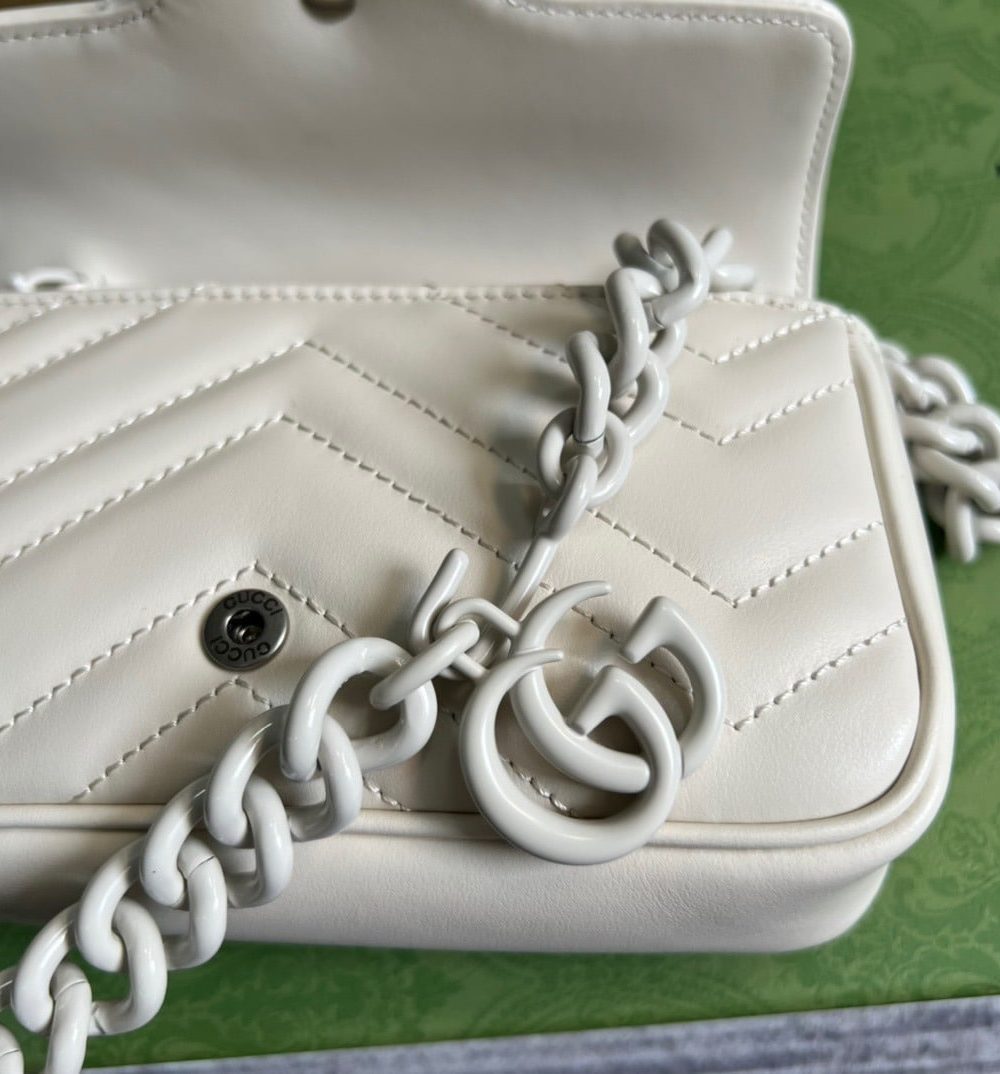1:1 Replica Gucci Marmont Super Mini Bag White For Women, Women's Bags 6.2in/17cm GG