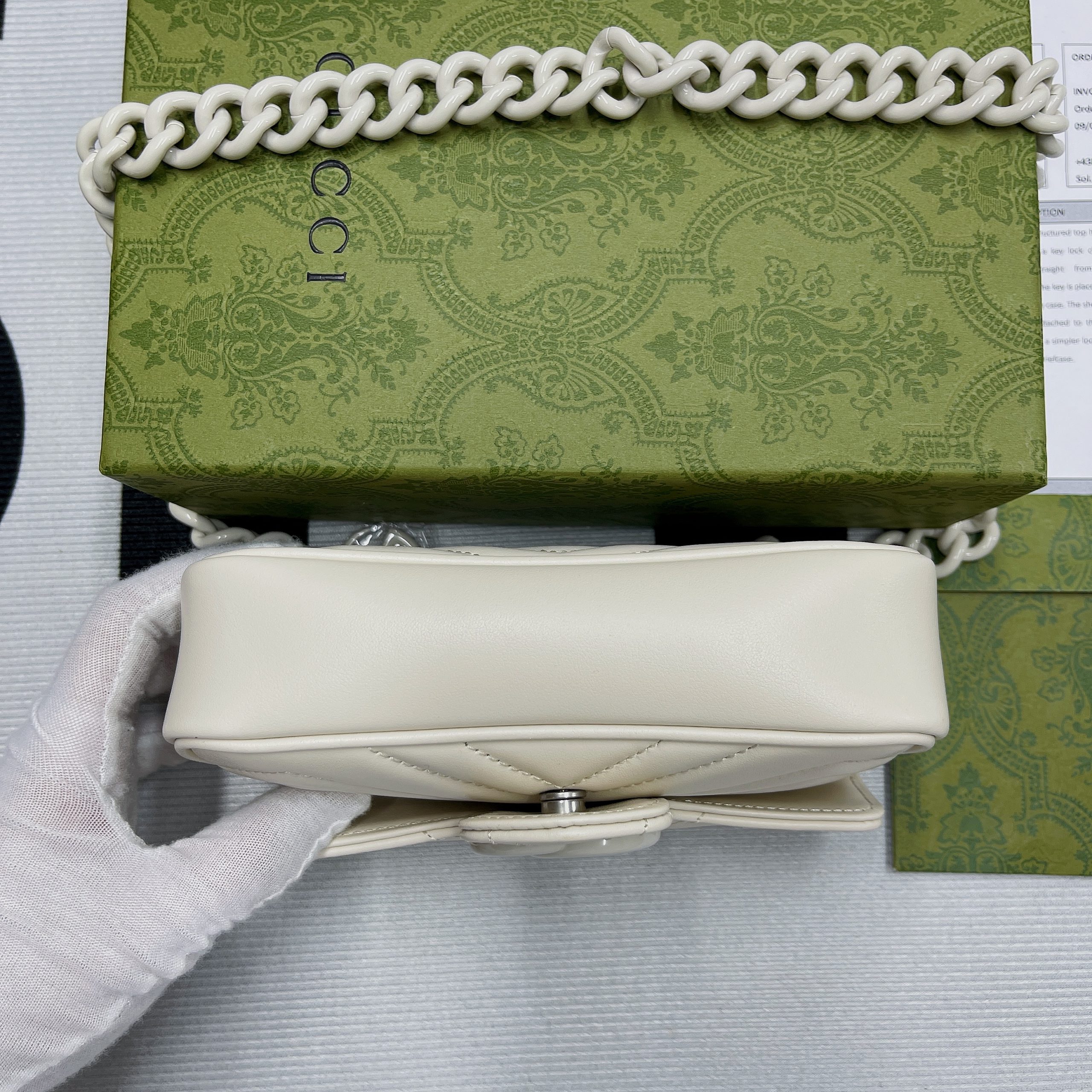 1:1 Replica Gucci Marmont Super Mini Bag White For Women, Women's Bags 6.2in/17cm GG - Image 2