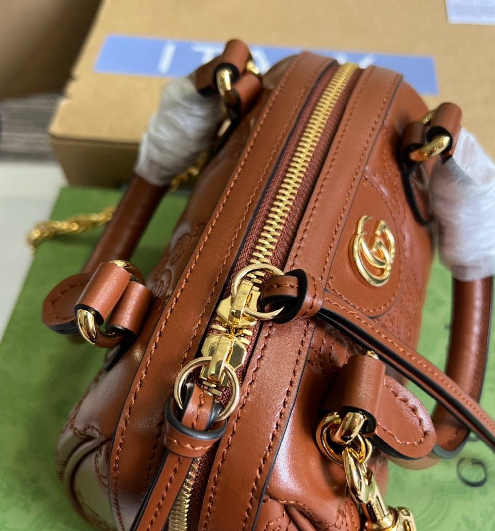 1:1 Replica Gucci Matelassé Top Handle Bag Red For Women, Women's Bags 7.5in/19cm GG