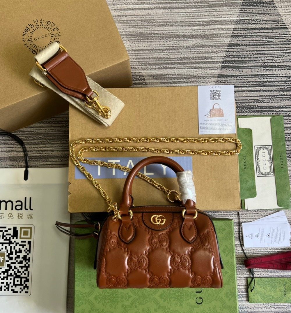 1:1 Replica Gucci Matelassé Top Handle Bag Red For Women, Women's Bags 7.5in/19cm GG