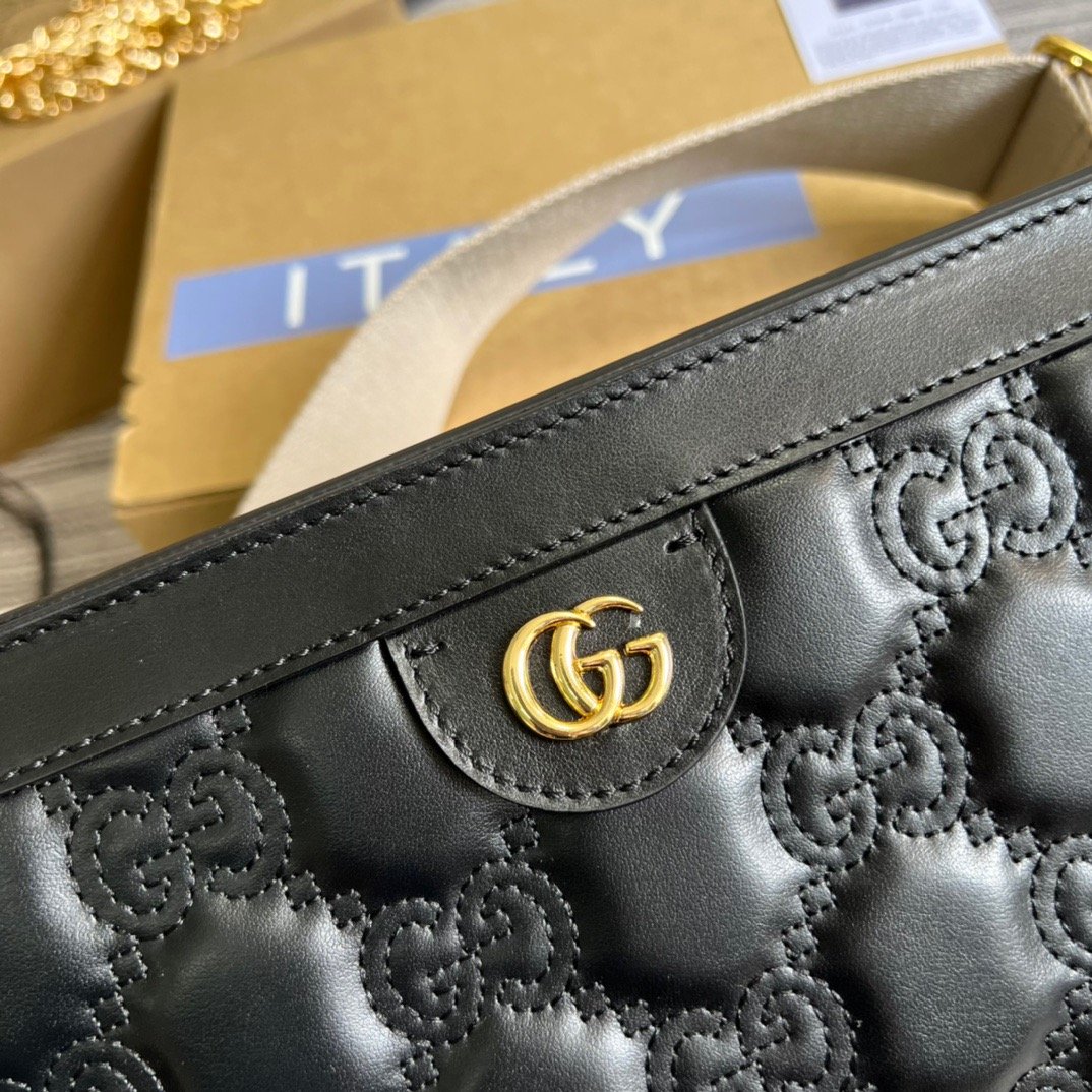 1:1 Replica Gucci Matelasse Shoulder Bag Black For Women, Women's Bags 10.2in/26cm GG - Image 2