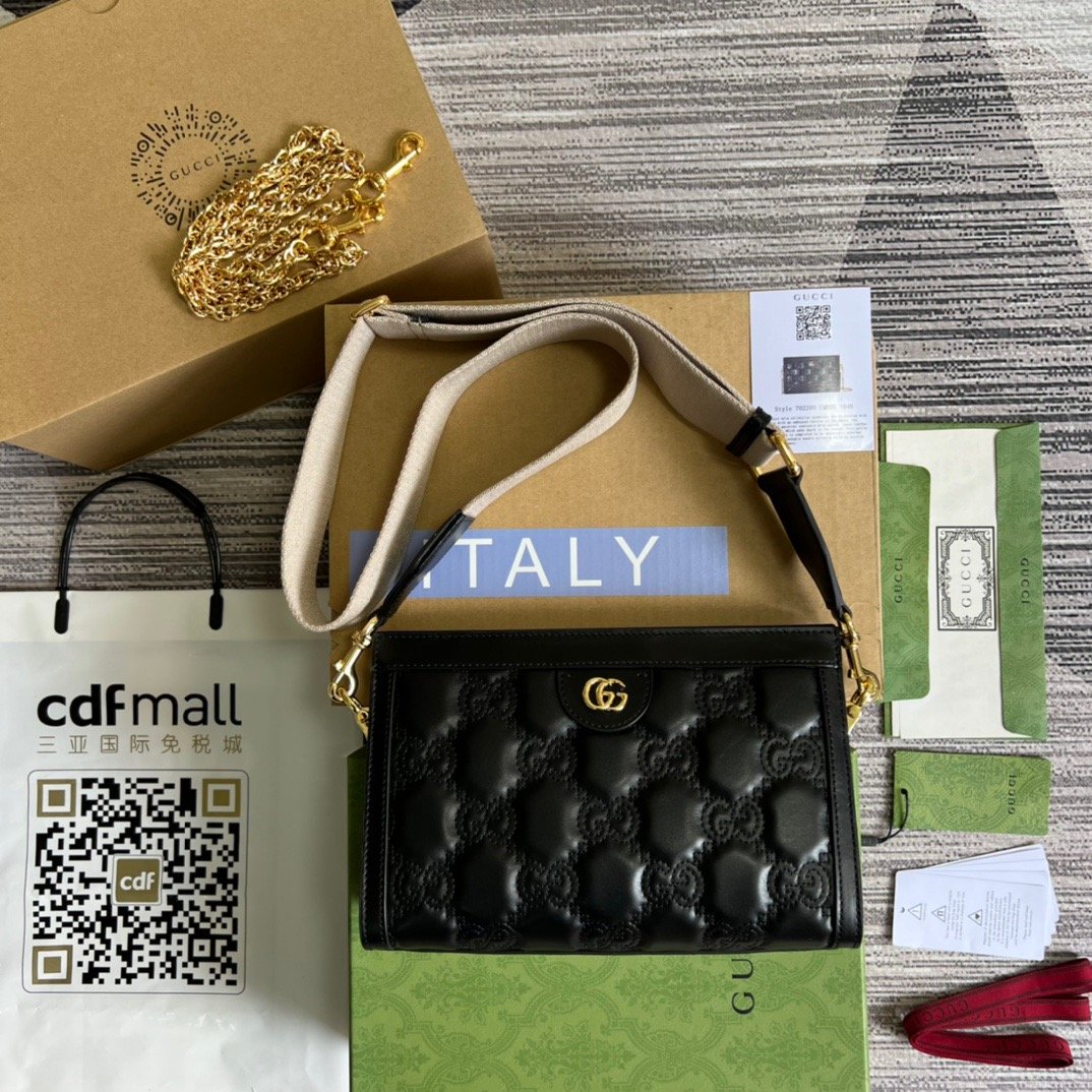 1:1 Replica Gucci Matelasse Shoulder Bag Black For Women, Women's Bags 10.2in/26cm GG - Image 6