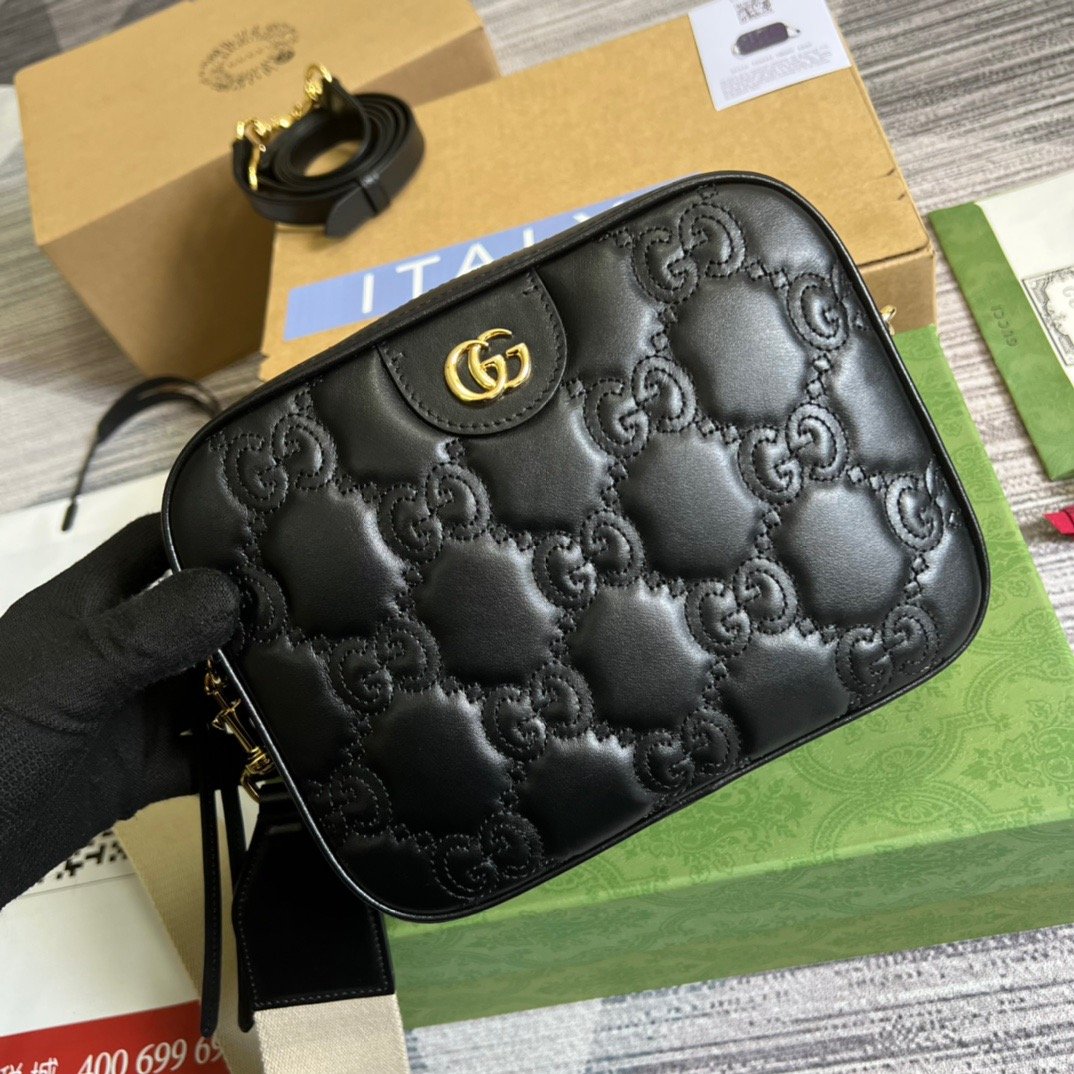 1:1 Replica Gucci Matelasse Shoulder Bag Black For Women, Women's Bags 8.5in/22cm GG 702234 UM8HG 1046 - Image 8