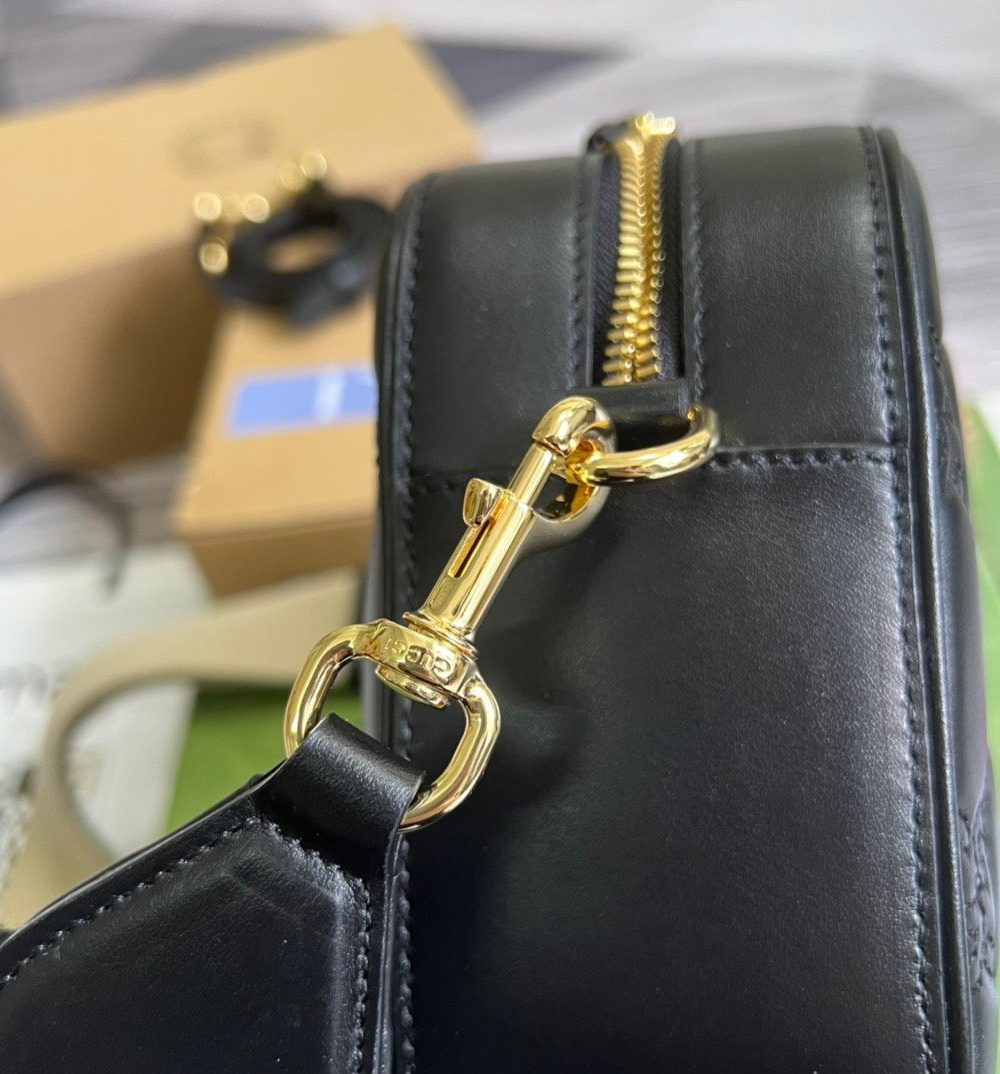 1:1 Replica Gucci Matelasse Shoulder Bag Black For Women, Women's Bags 8.5in/22cm GG 702234 UM8HG 1046