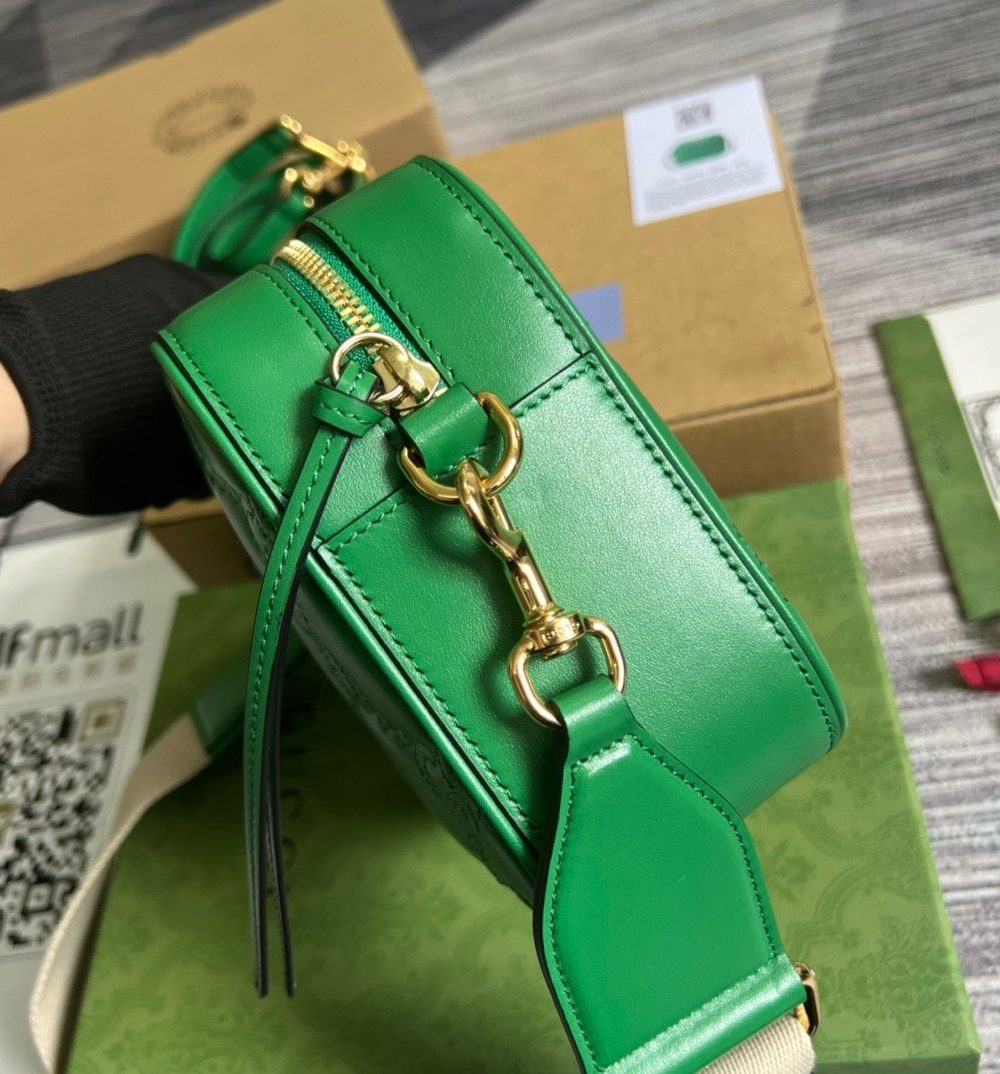 1:1 Replica Gucci Matelasse Shoulder Bag Green For Women, Women's Bags 8.5in/22cm GG 702234 UM8HG 3389