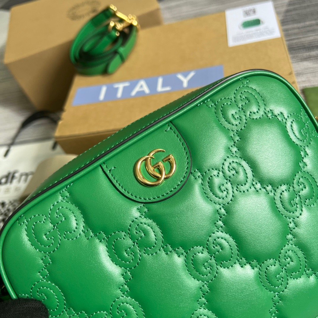 1:1 Replica Gucci Matelasse Shoulder Bag Green For Women, Women's Bags 8.5in/22cm GG 702234 UM8HG 3389 - Image 2