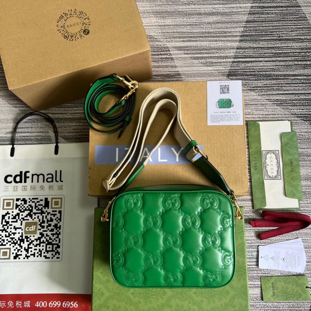 1:1 Replica Gucci Matelasse Shoulder Bag Green For Women, Women's Bags 8.5in/22cm GG 702234 UM8HG 3389 - Image 7