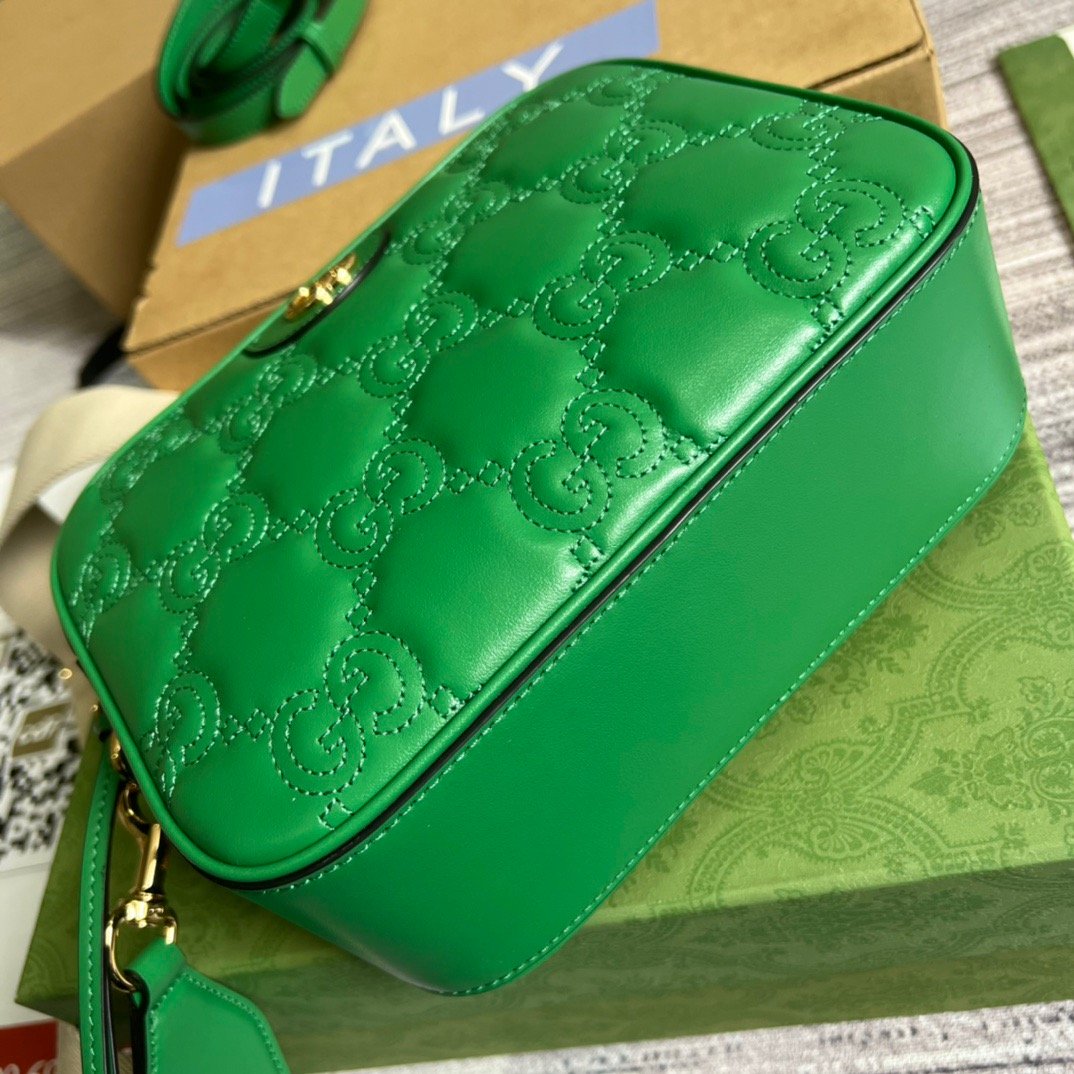 1:1 Replica Gucci Matelasse Shoulder Bag Green For Women, Women's Bags 8.5in/22cm GG 702234 UM8HG 3389 - Image 5