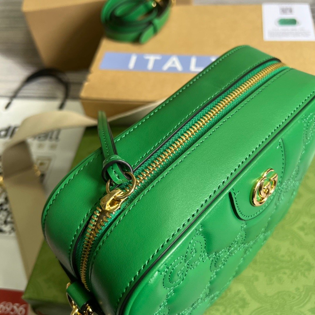 1:1 Replica Gucci Matelasse Shoulder Bag Green For Women, Women's Bags 8.5in/22cm GG 702234 UM8HG 3389 - Image 3
