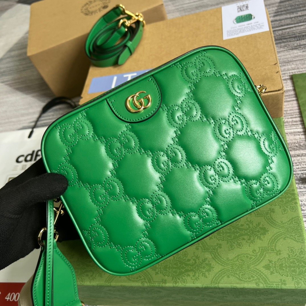 1:1 Replica Gucci Matelasse Shoulder Bag Green For Women, Women's Bags 8.5in/22cm GG 702234 UM8HG 3389 - Image 4