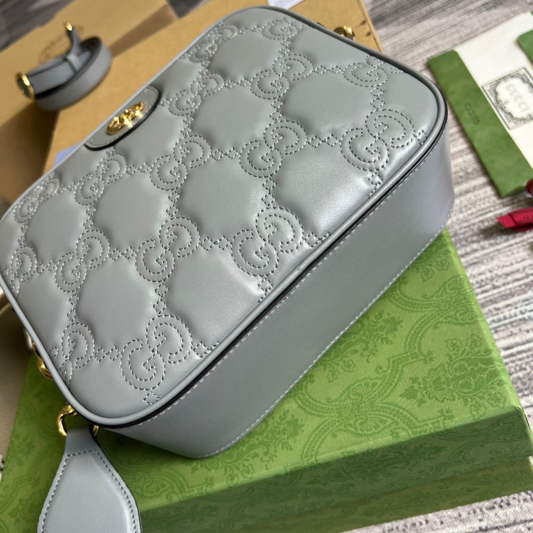1:1 Replica Gucci Matelasse Shoulder Bag Grey For Women, Women's Bags 8.5in/22cm GG 702234 UM8HG 1563 - Image 6