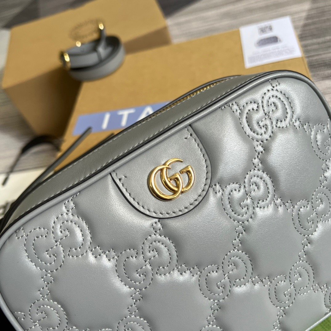 1:1 Replica Gucci Matelasse Shoulder Bag Grey For Women, Women's Bags 8.5in/22cm GG 702234 UM8HG 1563 - Image 8