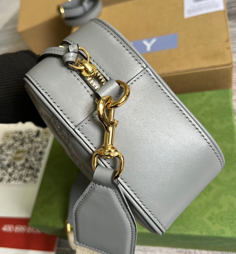 1:1 Replica Gucci Matelasse Shoulder Bag Grey For Women, Women's Bags 8.5in/22cm GG 702234 UM8HG 1563