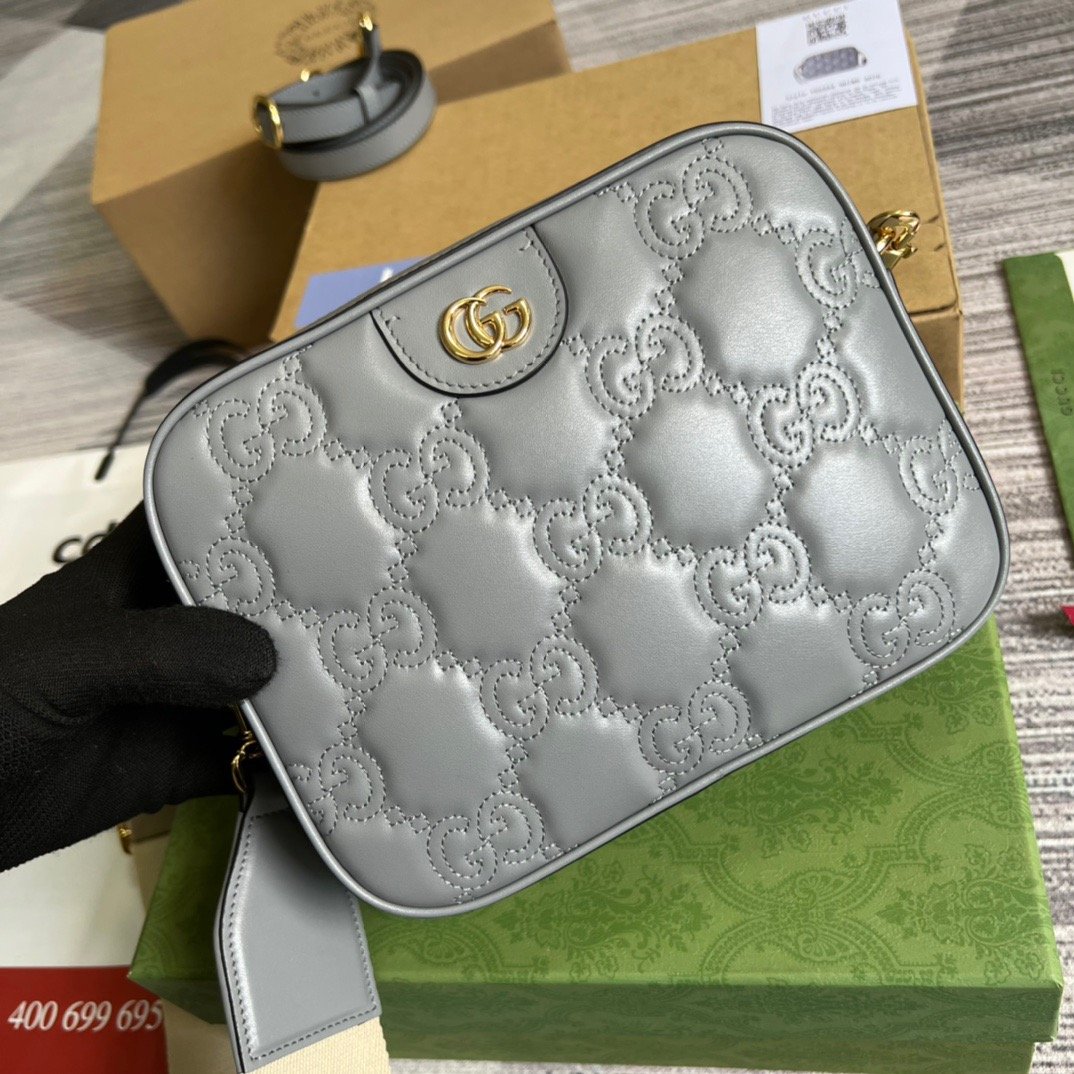 1:1 Replica Gucci Matelasse Shoulder Bag Grey For Women, Women's Bags 8.5in/22cm GG 702234 UM8HG 1563 - Image 7