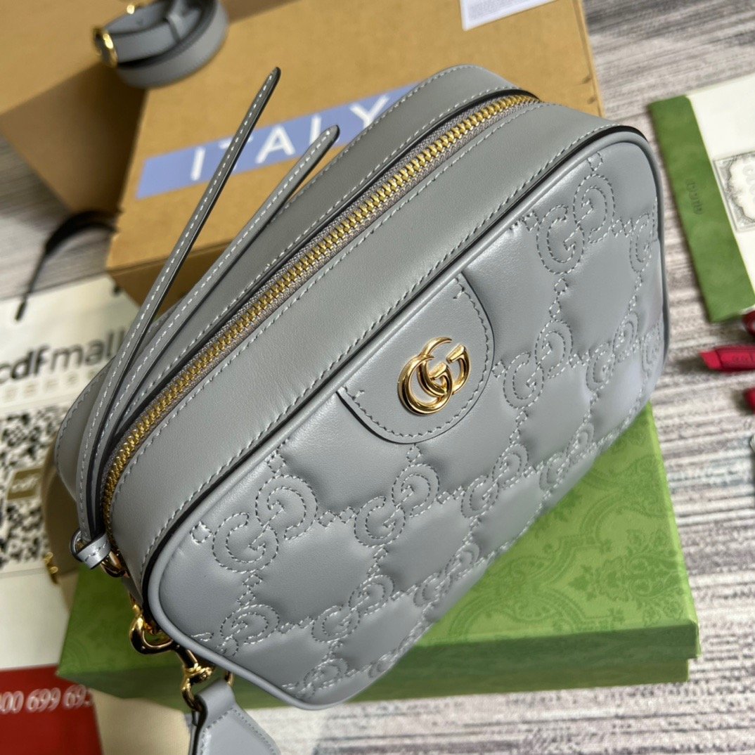 1:1 Replica Gucci Matelasse Shoulder Bag Grey For Women, Women's Bags 8.5in/22cm GG 702234 UM8HG 1563 - Image 9