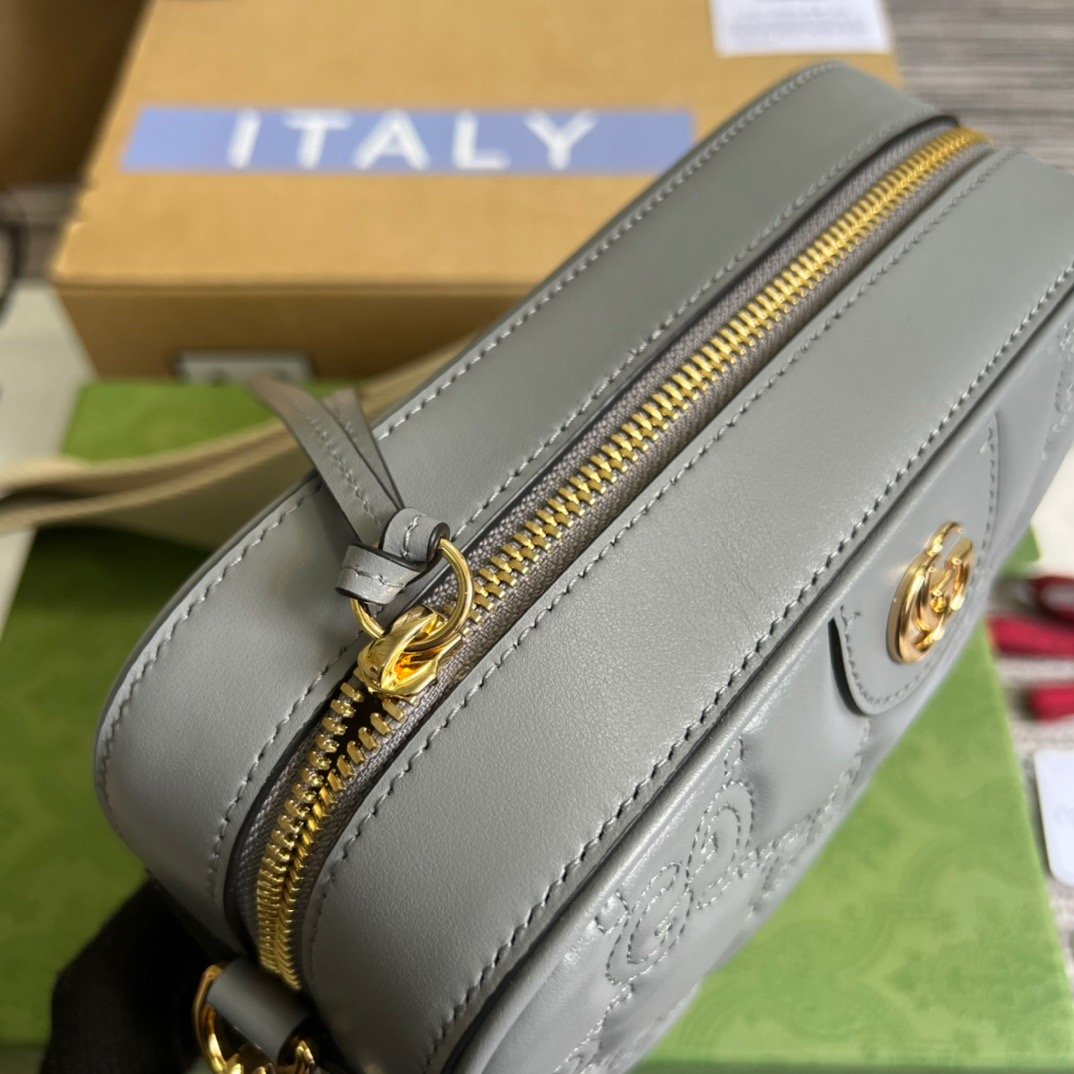 1:1 Replica Gucci Matelasse Shoulder Bag Grey For Women, Women's Bags 8.5in/22cm GG 702234 UM8HG 1563 - Image 5