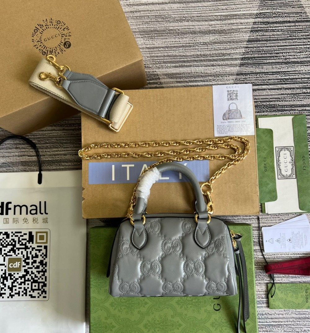 1:1 Replica Gucci Matelasse Top Handle Bag Black For Women, Women's Bags 7.5in/19cm GG 702251 UM8HG 1046