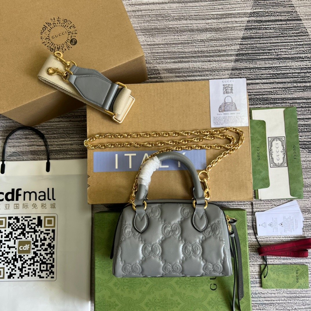 1:1 Replica Gucci Matelasse Top Handle Bag Black For Women, Women's Bags 7.5in/19cm GG 702251 UM8HG 1046