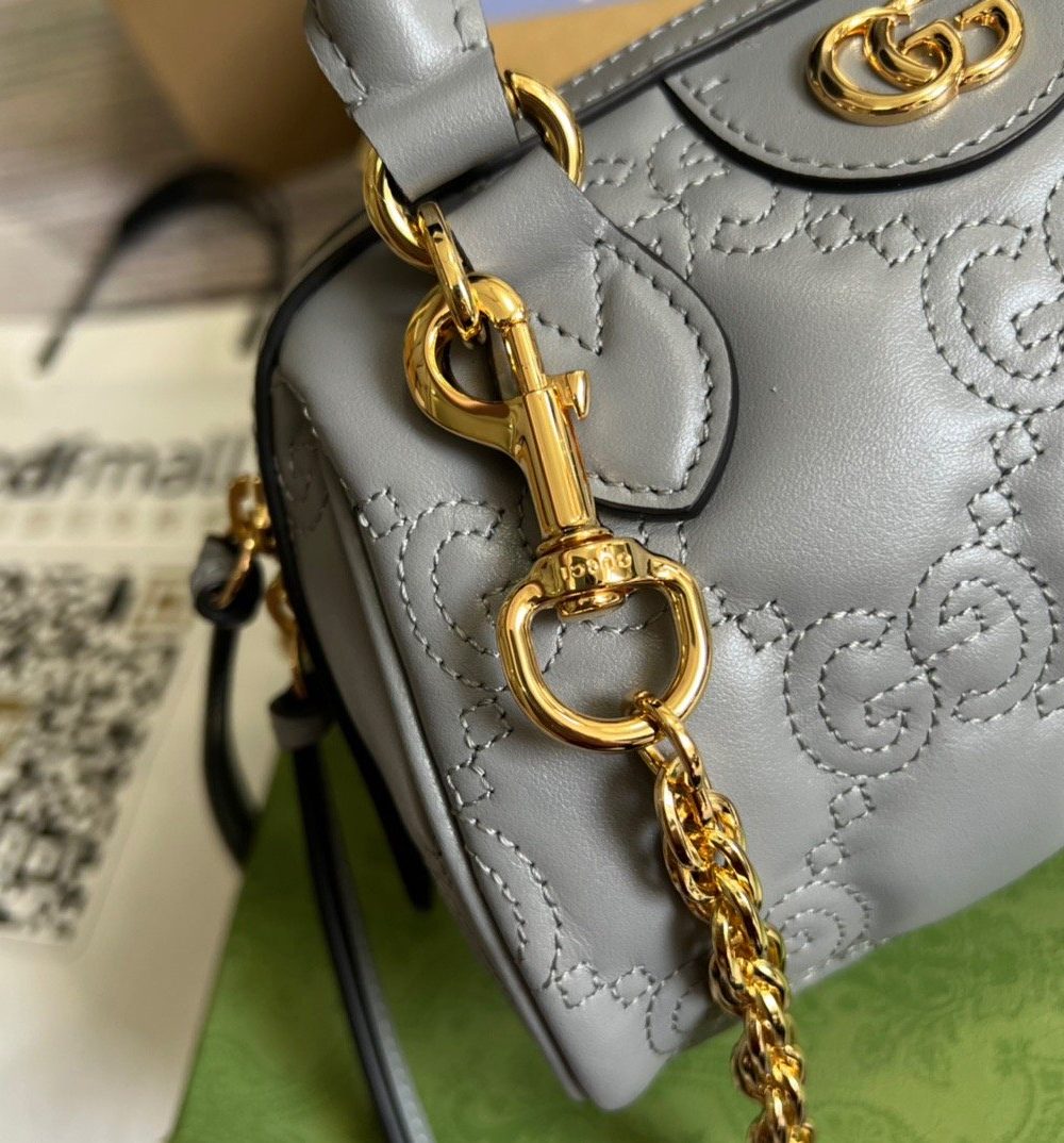 1:1 Replica Gucci Matelasse Top Handle Bag Black For Women, Women's Bags 7.5in/19cm GG ‎702251 UM8HG 1046