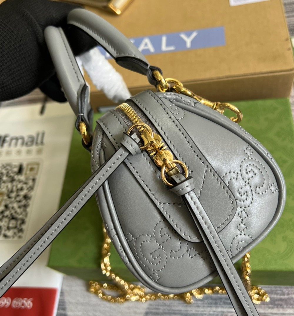 1:1 Replica Gucci Matelasse Top Handle Bag Black For Women, Women's Bags 7.5in/19cm GG ‎702251 UM8HG 1046