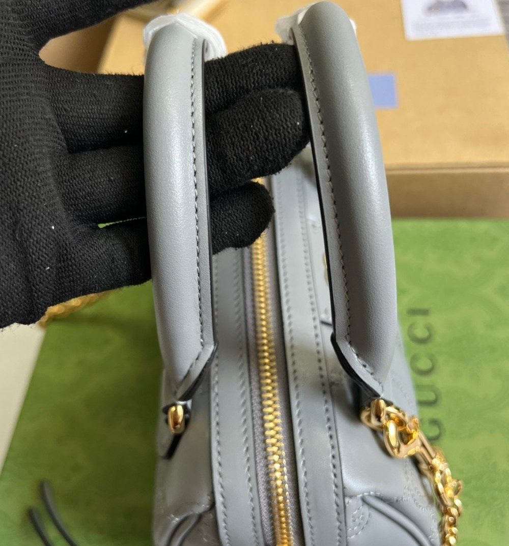 1:1 Replica Gucci Matelasse Top Handle Bag Black For Women, Women's Bags 7.5in/19cm GG ‎702251 UM8HG 1046