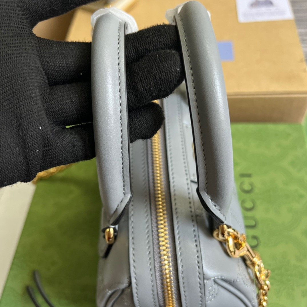 1:1 Replica Gucci Matelasse Top Handle Bag Black For Women, Women's Bags 7.5in/19cm GG 702251 UM8HG 1046 - Image 3