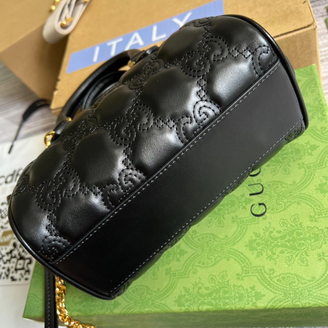 1:1 Replica Gucci Matelasse Top Handle Bag Black For Women, Women's Bags 7.5in/19cm GG 702251 UM8HG 1046 - Image 6