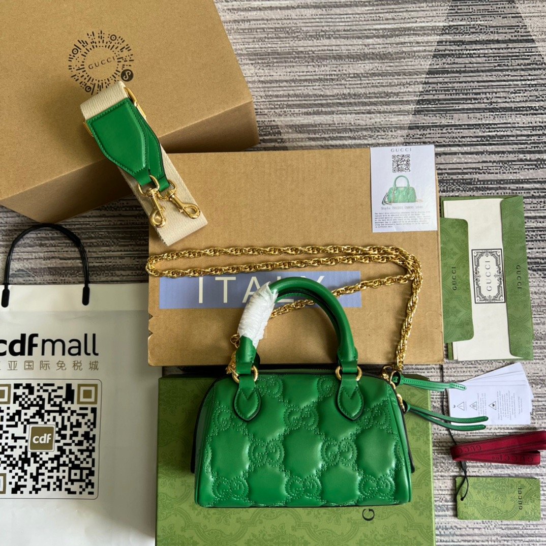 1:1 Replica Gucci Matelasse Top Handle Bag Green For Women, Women's Bags 7.5in/19cm GG 702251 UM8HG 3389 - Image 8