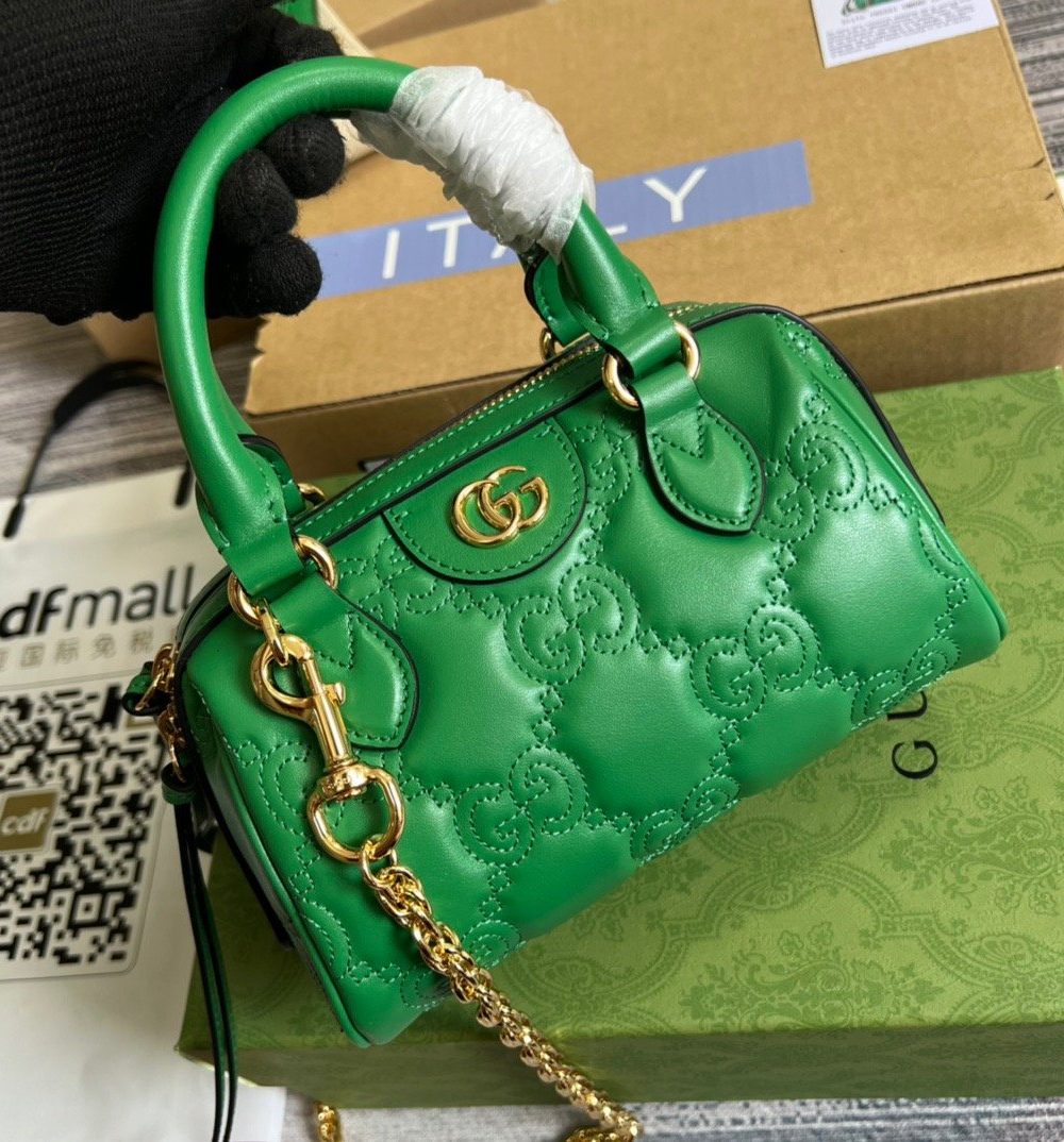 1:1 Replica Gucci Matelasse Top Handle Bag Green For Women, Women's Bags 7.5in/19cm GG 702251 UM8HG 3389