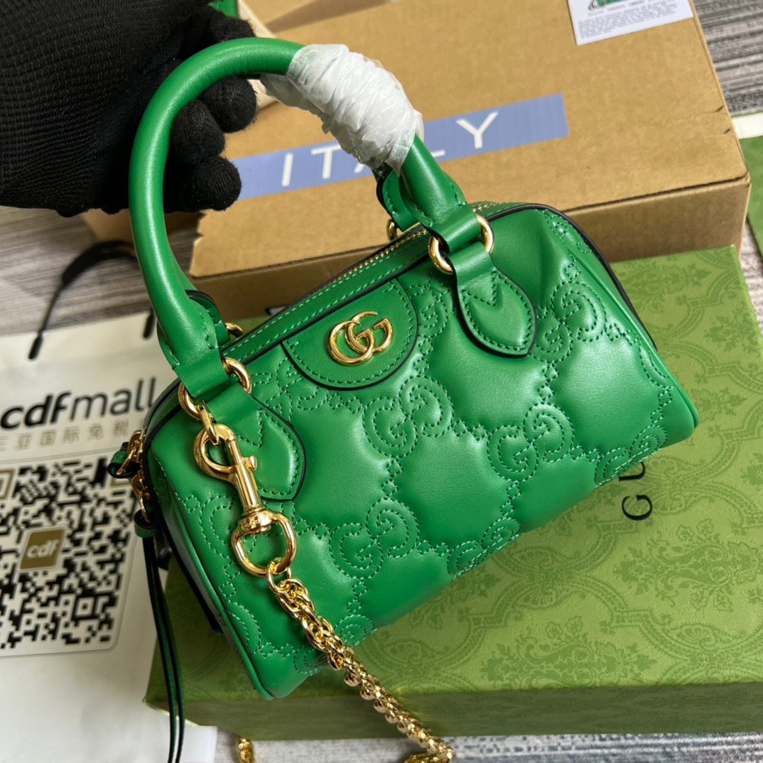 1:1 Replica Gucci Matelasse Top Handle Bag Green For Women, Women's Bags 7.5in/19cm GG 702251 UM8HG 3389 - Image 7