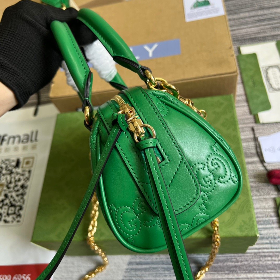 1:1 Replica Gucci Matelasse Top Handle Bag Green For Women, Women's Bags 7.5in/19cm GG 702251 UM8HG 3389 - Image 3
