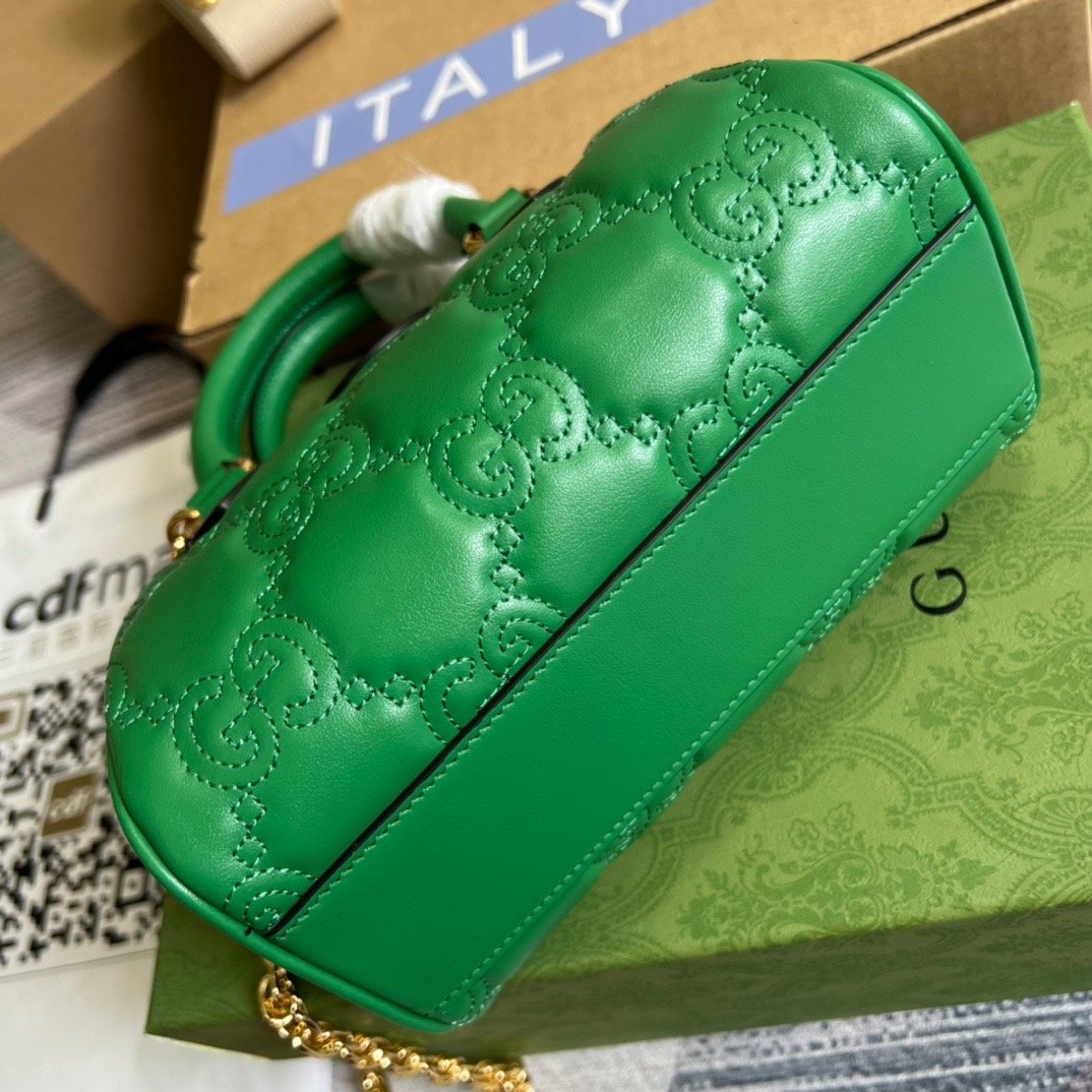 1:1 Replica Gucci Matelasse Top Handle Bag Green For Women, Women's Bags 7.5in/19cm GG 702251 UM8HG 3389 - Image 4