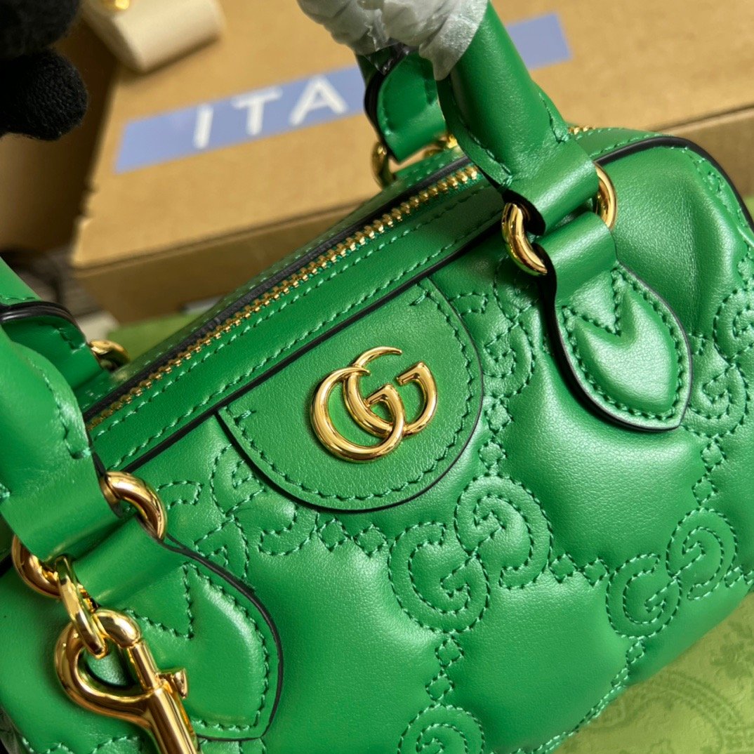 1:1 Replica Gucci Matelasse Top Handle Bag Green For Women, Women's Bags 7.5in/19cm GG 702251 UM8HG 3389 - Image 2