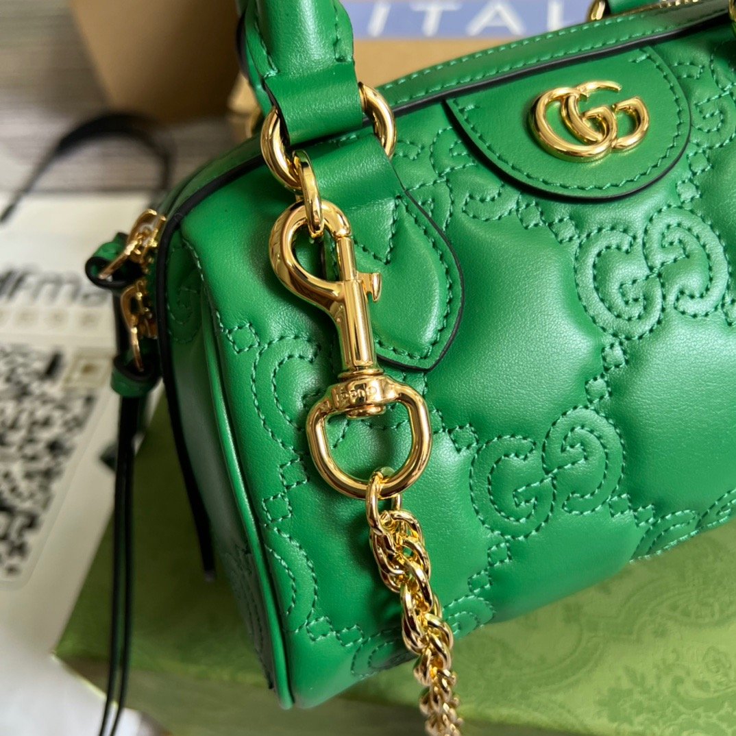 1:1 Replica Gucci Matelasse Top Handle Bag Green For Women, Women's Bags 7.5in/19cm GG 702251 UM8HG 3389 - Image 6