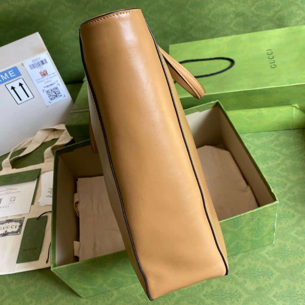 1:1 Replica Gucci Medium Tote Bag With Double G And Web Brown For Women 13.8in/35cm GG - Image 5