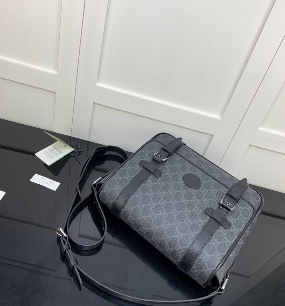1:1 Replica Gucci Messenger Bag Black For Men 11in/28cm GG ‎658542 KGDHN 1000