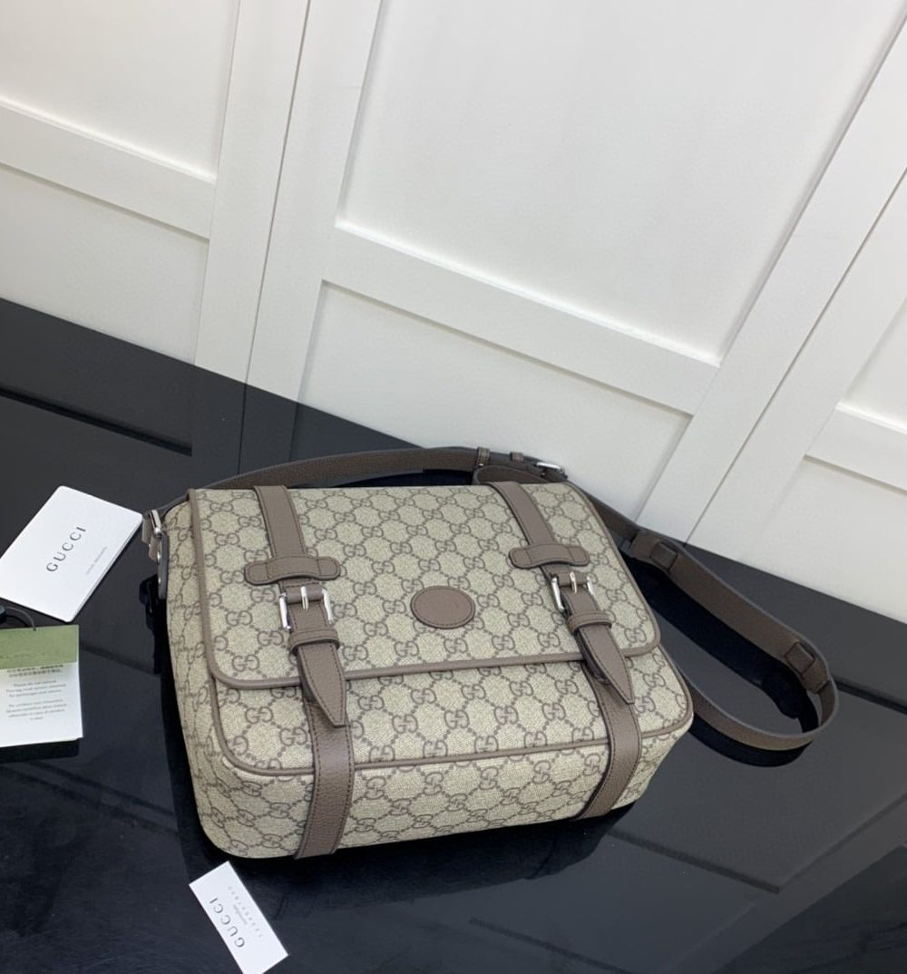 1:1 Replica Gucci Messenger Bag Black For Men 28cm GG ‎658542 K9GSN 8358