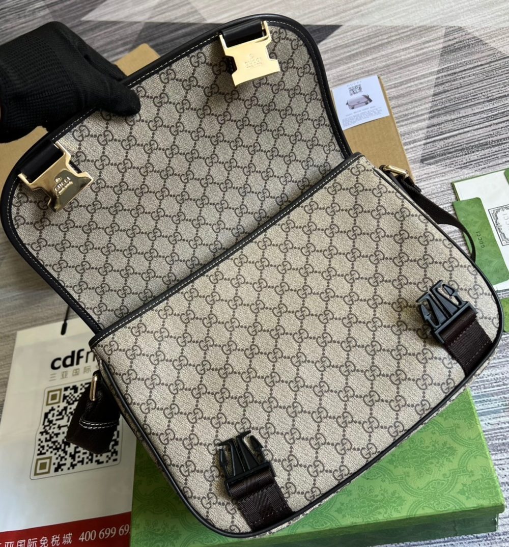 1:1 Replica Gucci Messenger Bag Shoulder Bag Beige GG Supreme Canvas For Women,Men 12.9in/33cm 2101214094842