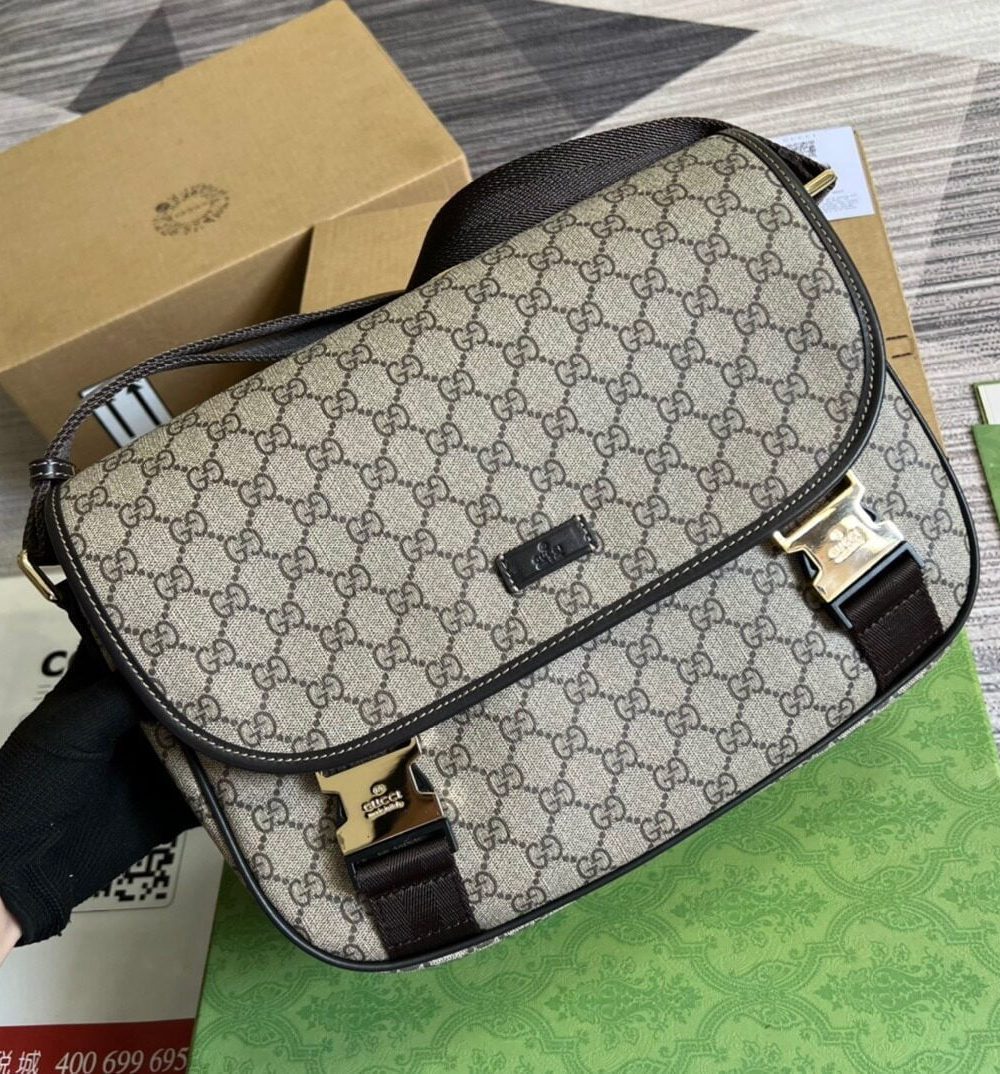 1:1 Replica Gucci Messenger Bag Shoulder Bag Beige GG Supreme Canvas For Women,Men 12.9in/33cm 2101214094842