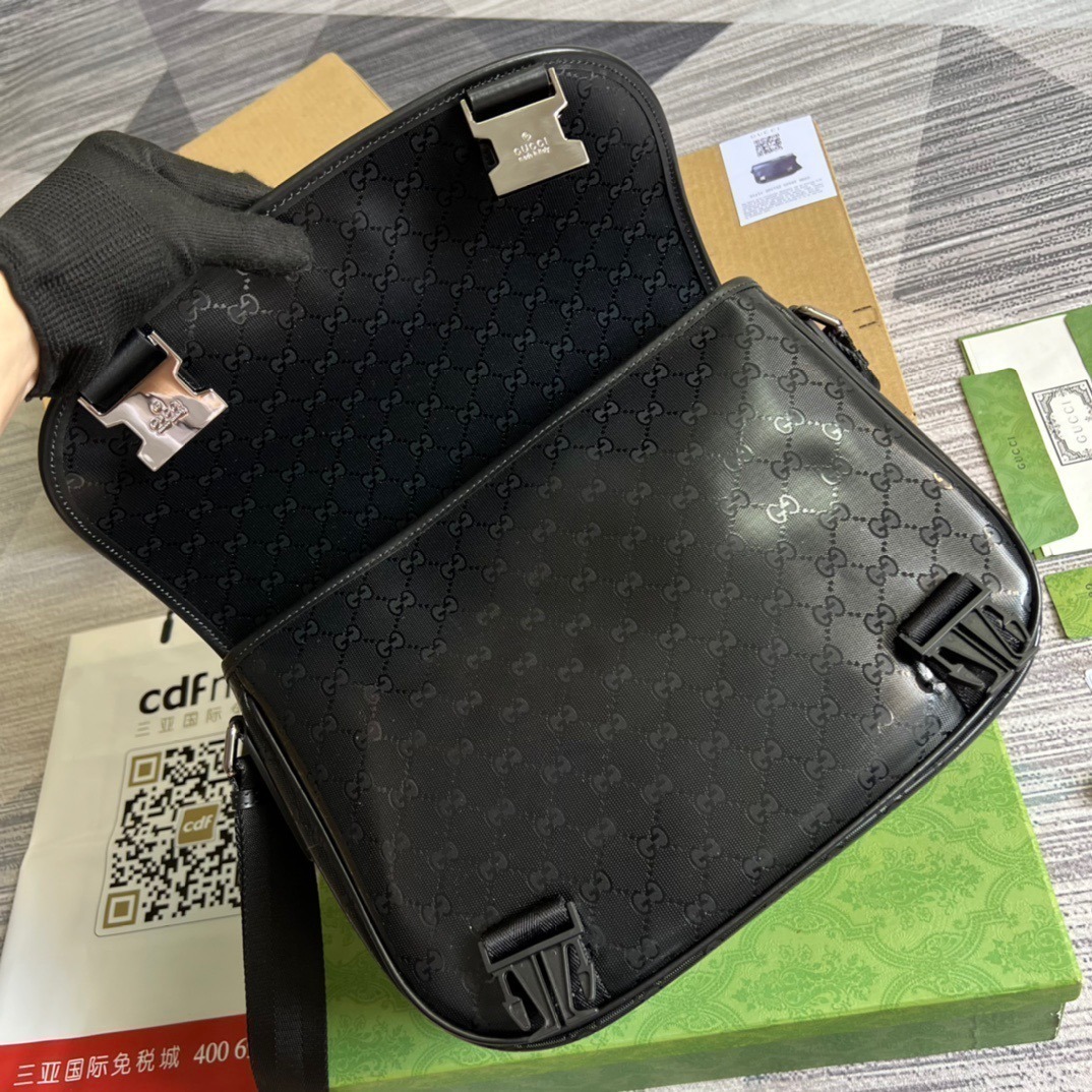 1:1 Replica Gucci Messenger Bag Shoulder Bag Black GG Supreme Canvas For Women,Men 12.9in/33cm GG 2101214059377 - Image 8