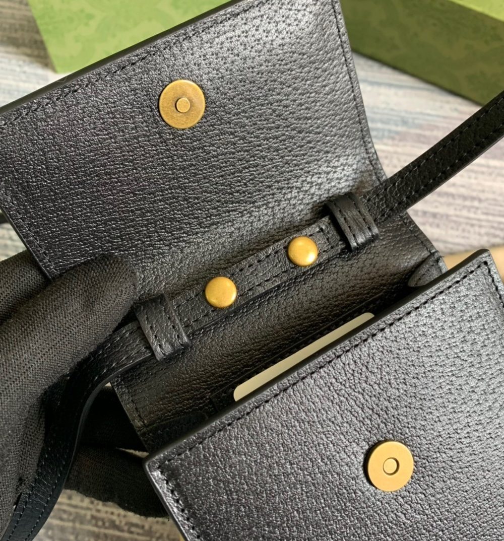 1:1 Replica Gucci Mini Bag With Double G Black For Men 7.1in/18cm GG