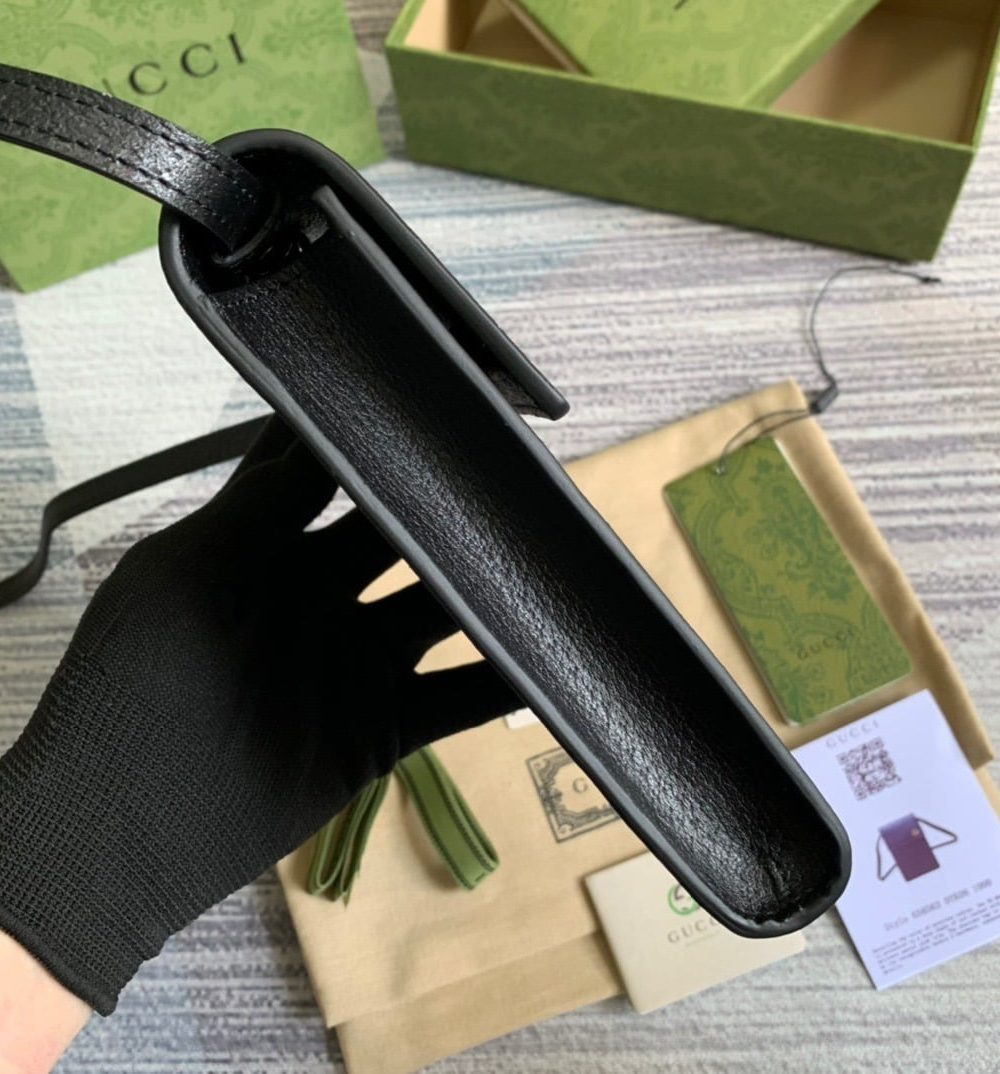 1:1 Replica Gucci Mini Bag With Double G Black For Men 7.1in/18cm GG