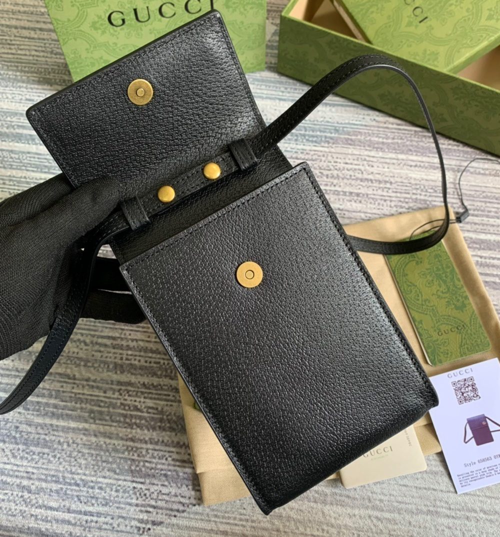 1:1 Replica Gucci Mini Bag With Double G Black For Men 7.1in/18cm GG